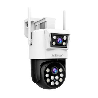 دوربین مداربسته هوشمند SriHome SH048 – لنز دوگانه 2MP+2MP، زوم 3X، دید در شب Dual Light، Wi‑Fi